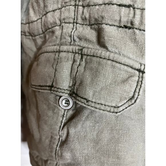 Michael Stars soft olive green 100% linen military style zip button jacket M - Picture 3 of 6